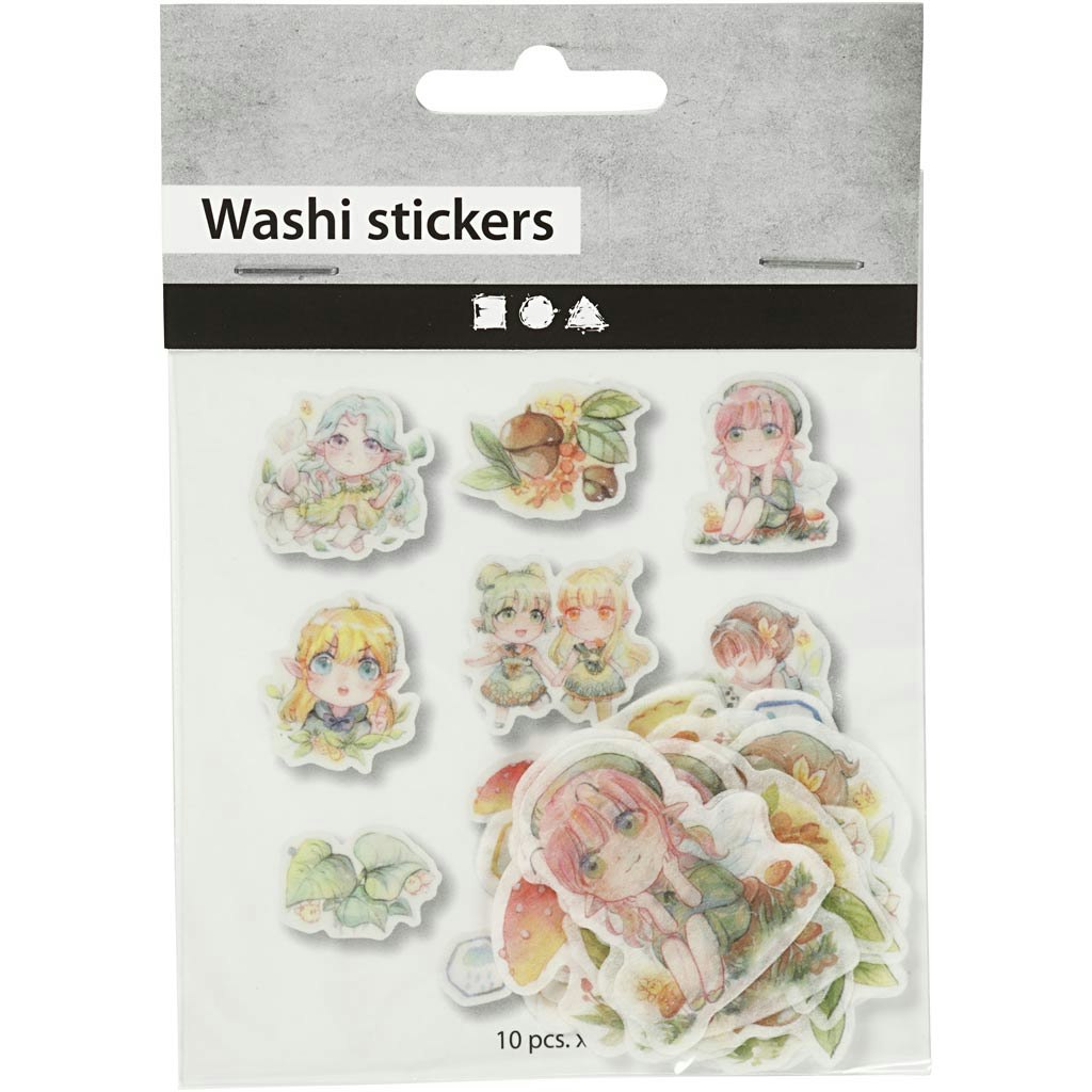 Washi stickers, små flickor, stl. 20-50 mm, 30 st./ 1 förp.