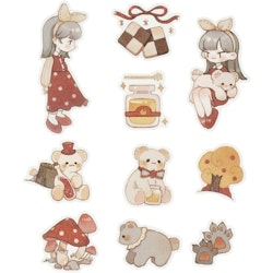 Washi stickers, nallebjörnar, stl. 25-70 mm, 30 st./ 1 förp.