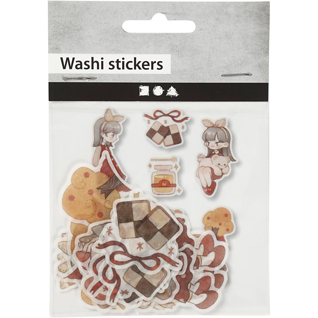 Washi stickers, nallebjörnar, stl. 25-70 mm, 30 st./ 1 förp.