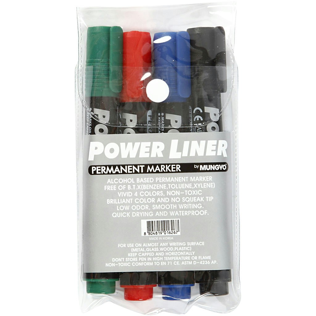 Power Liner, spets 1,5-3 mm, svart, blå, grön, röd, 4 st./ 1 förp.