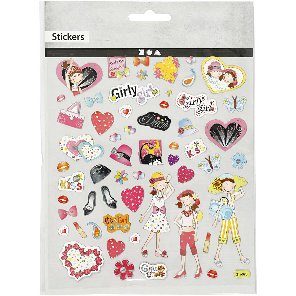 Stickers, flickor, 15x16,5 cm, 1 ark