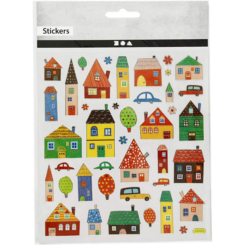 Stickers, stadsliv, 15x16,5 cm, 1 ark