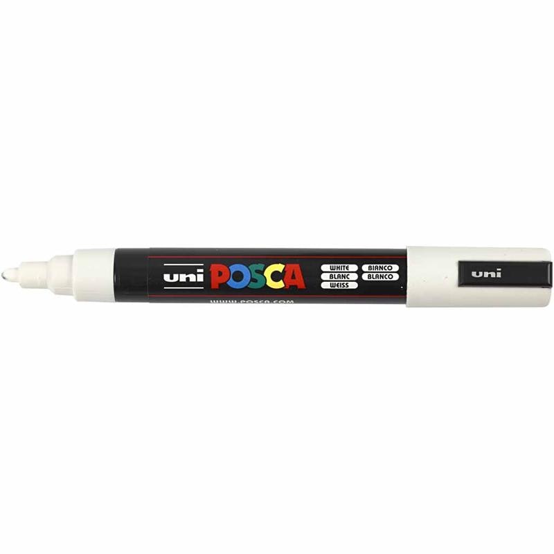 Posca Marker , nr. PC-5M, spets 2,5 mm, vit, 1 st.