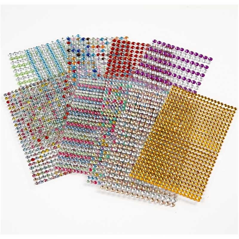 Rhinstenar stickers, Dia. 4-6 mm, 16x9,5 cm, mixade färger, 10 ark/ 1 förp.