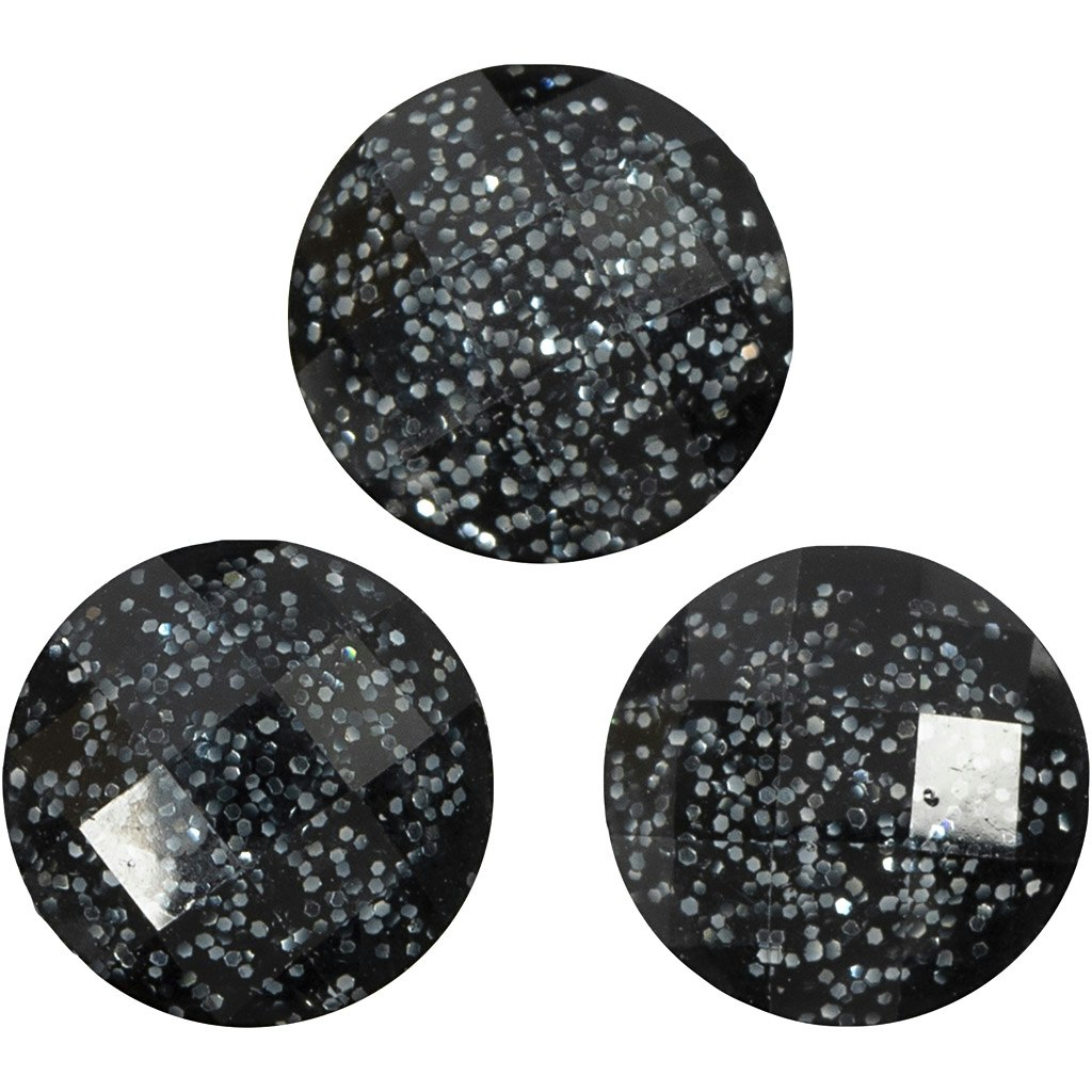 Rhinestones, Dia. 8 mm, svart, 32 st./ 1 förp.