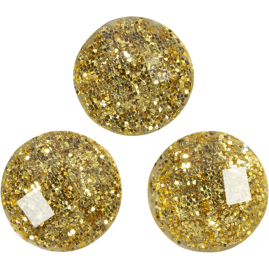 Rhinestones, Dia. 8 mm, guld, 32 st./ 1 förp.