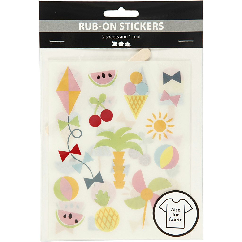Rub-on stickers, semestertid, 12,2x15,3 cm, 1 förp.