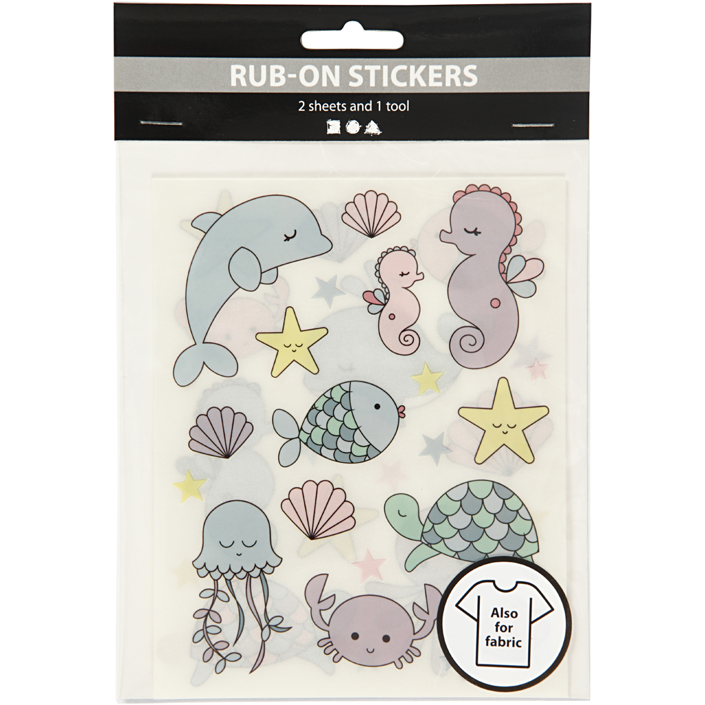Rub-on stickers, havet, 12,2x15,3 cm, 1 förp.