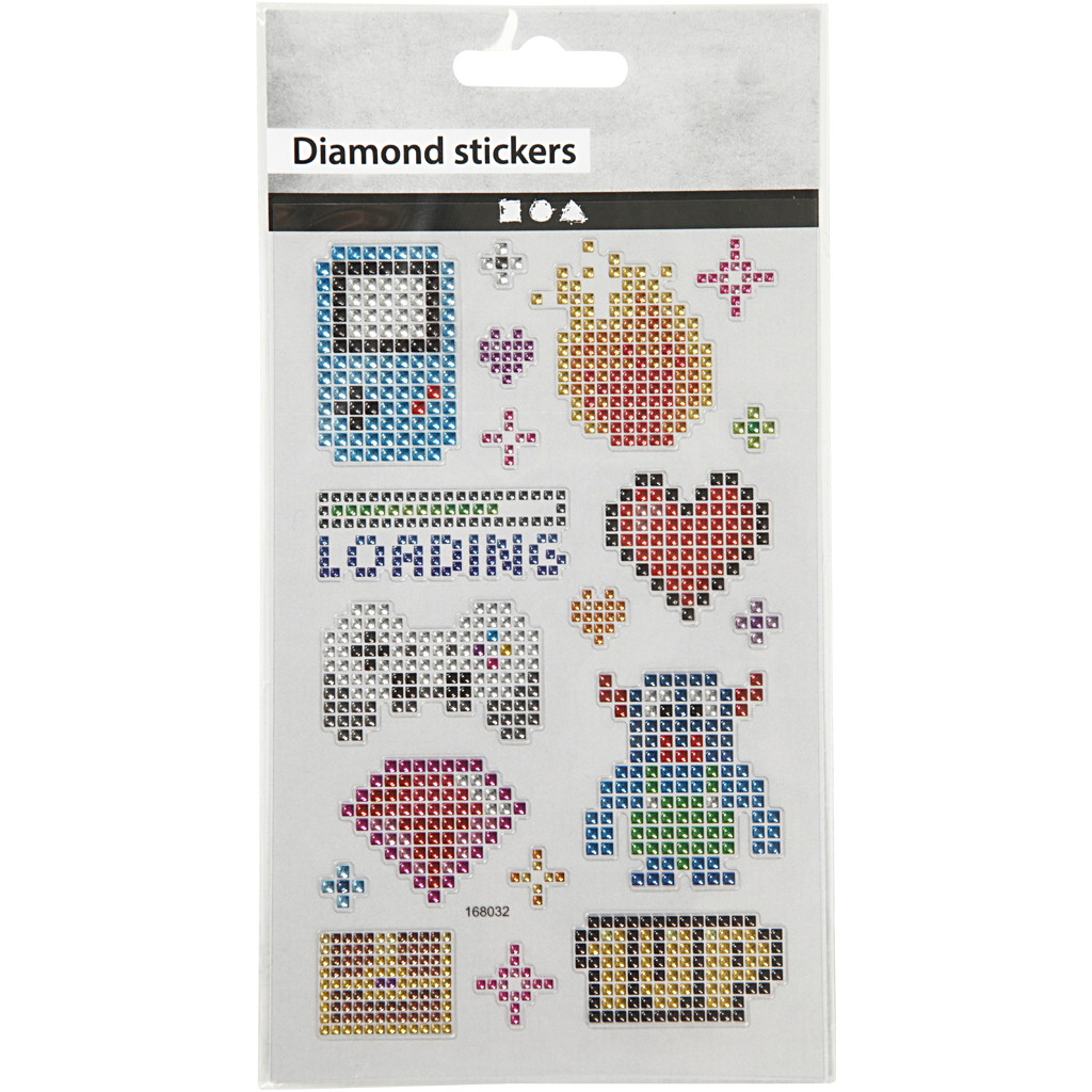 Diamond stickers, prylar, 10x16 cm, 1 ark