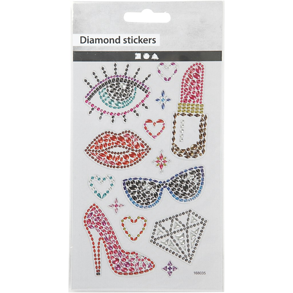 Diamond stickers, redo för fest, 10x16 cm, 1 ark