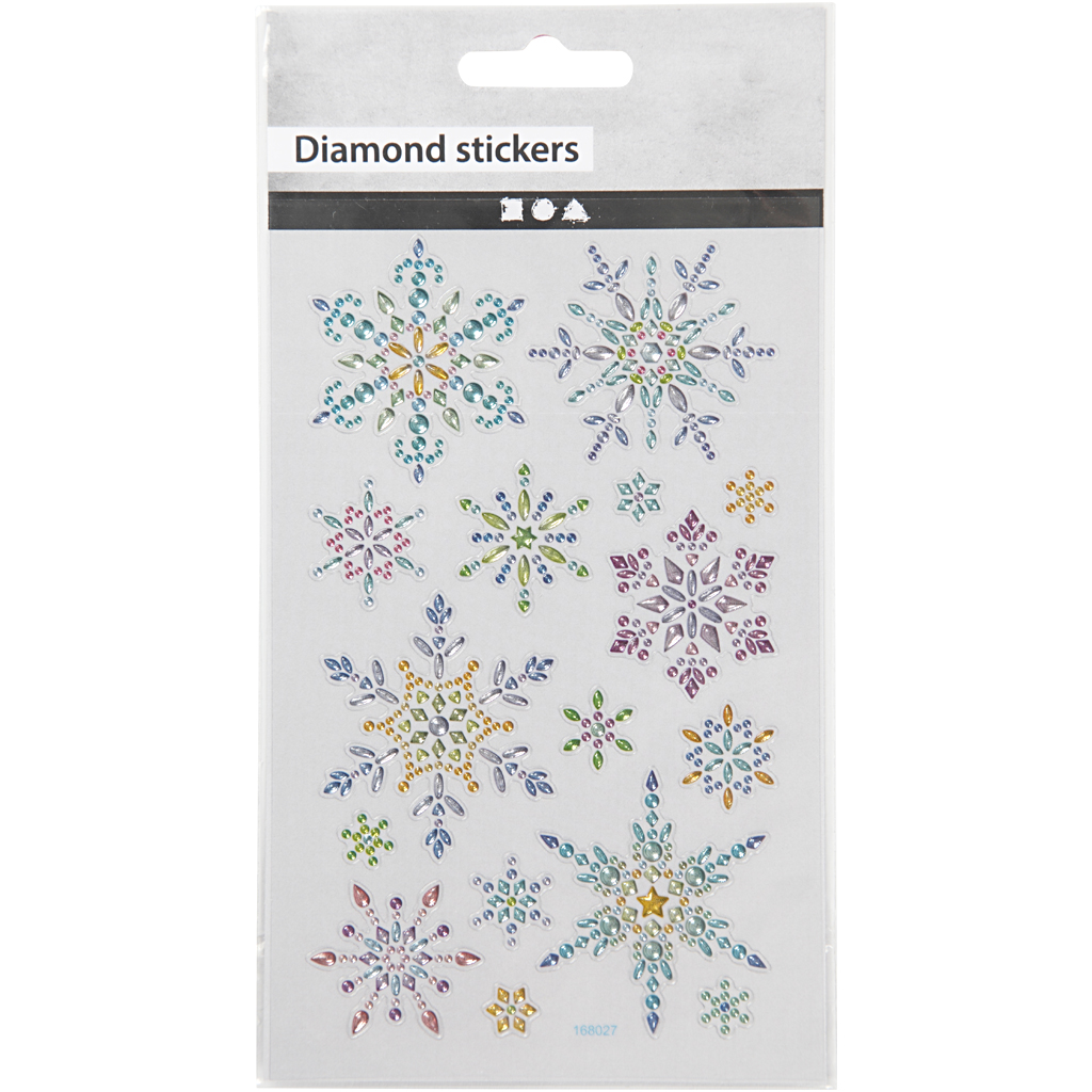 Diamond stickers, snöflingor, 10x16 cm, 1 ark