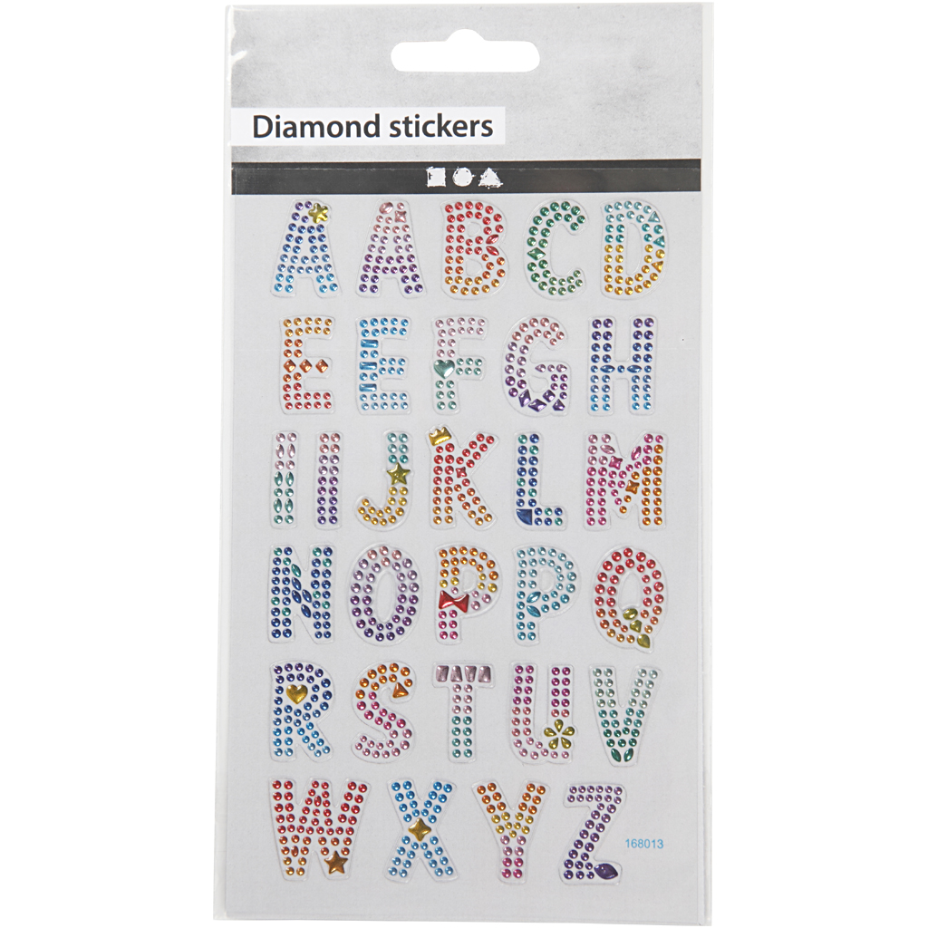 Diamond stickers, alfabetet, 10x16 cm, 1 ark