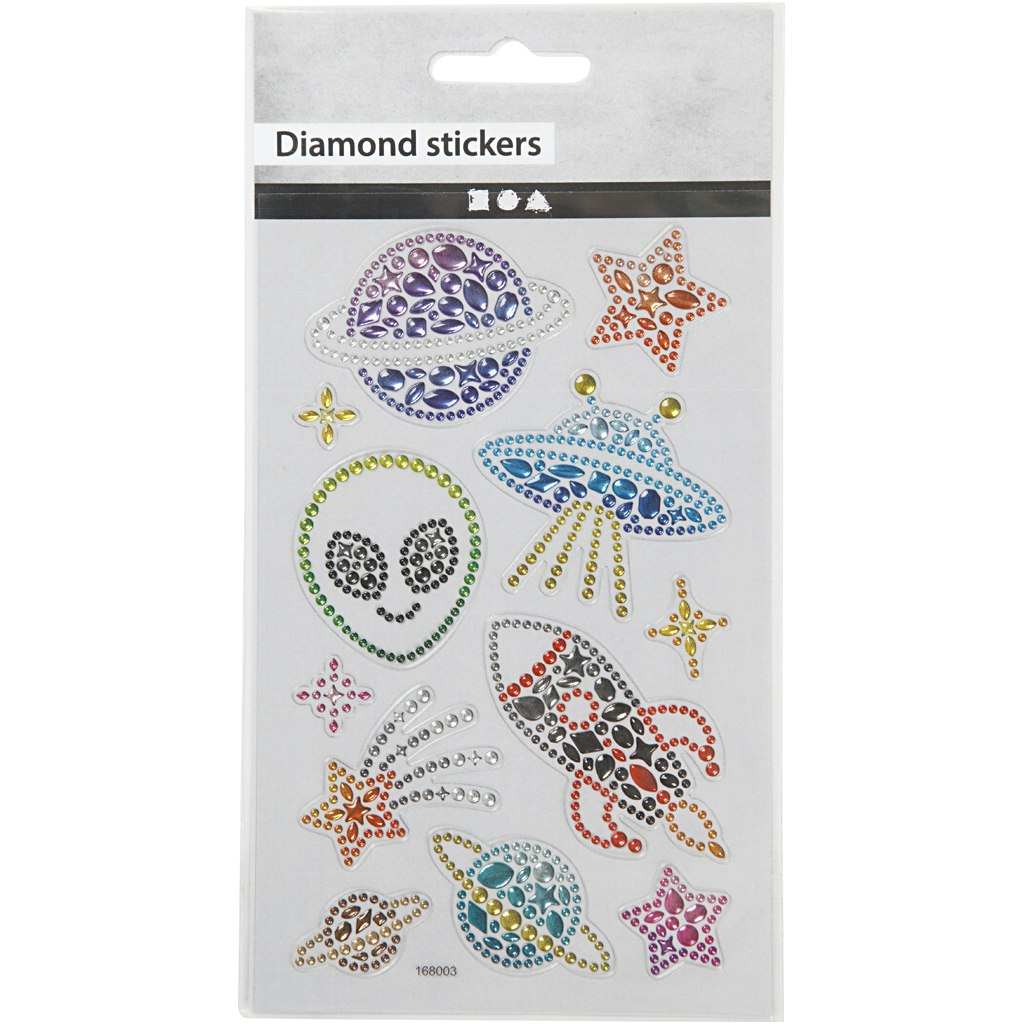 Diamond stickers, rymden, 10x16 cm, 1 ark