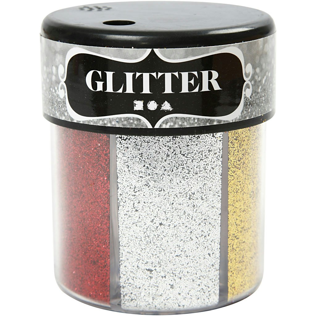 Glitter, mixade färger, 6x13 g/ 1 burk