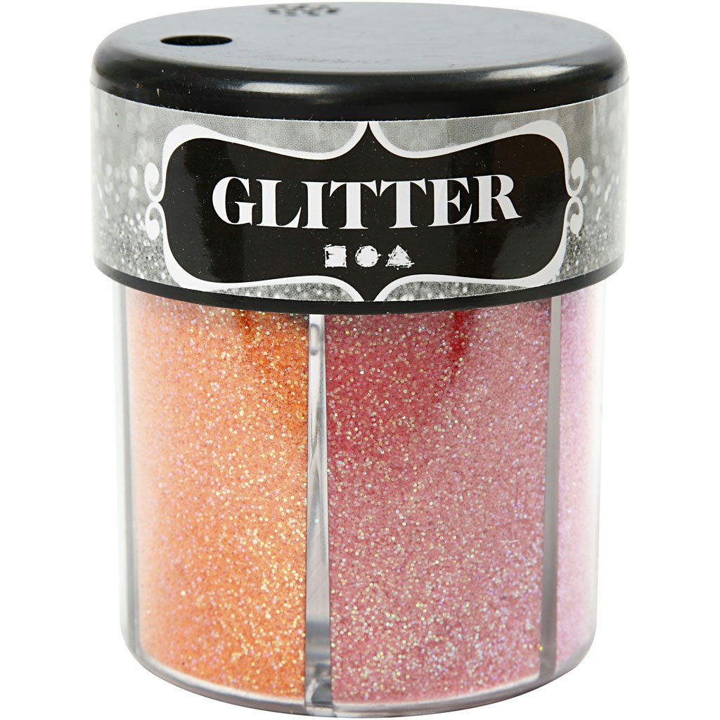 Glitter, mixade färger, 6x13 g/ 1 burk