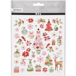 Stickers, romantisk jul, 15x16,5 cm, 1 ark