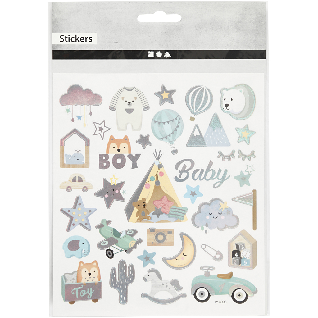 Stickers, baby boy, 15x16,5 cm, 1 ark