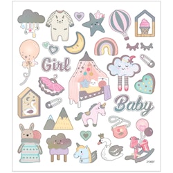 Stickers, baby girl, 15x16,5 cm, 1 ark