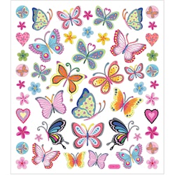 Stickers, färgrika fjärilar, 15x16,5 cm, 1 ark