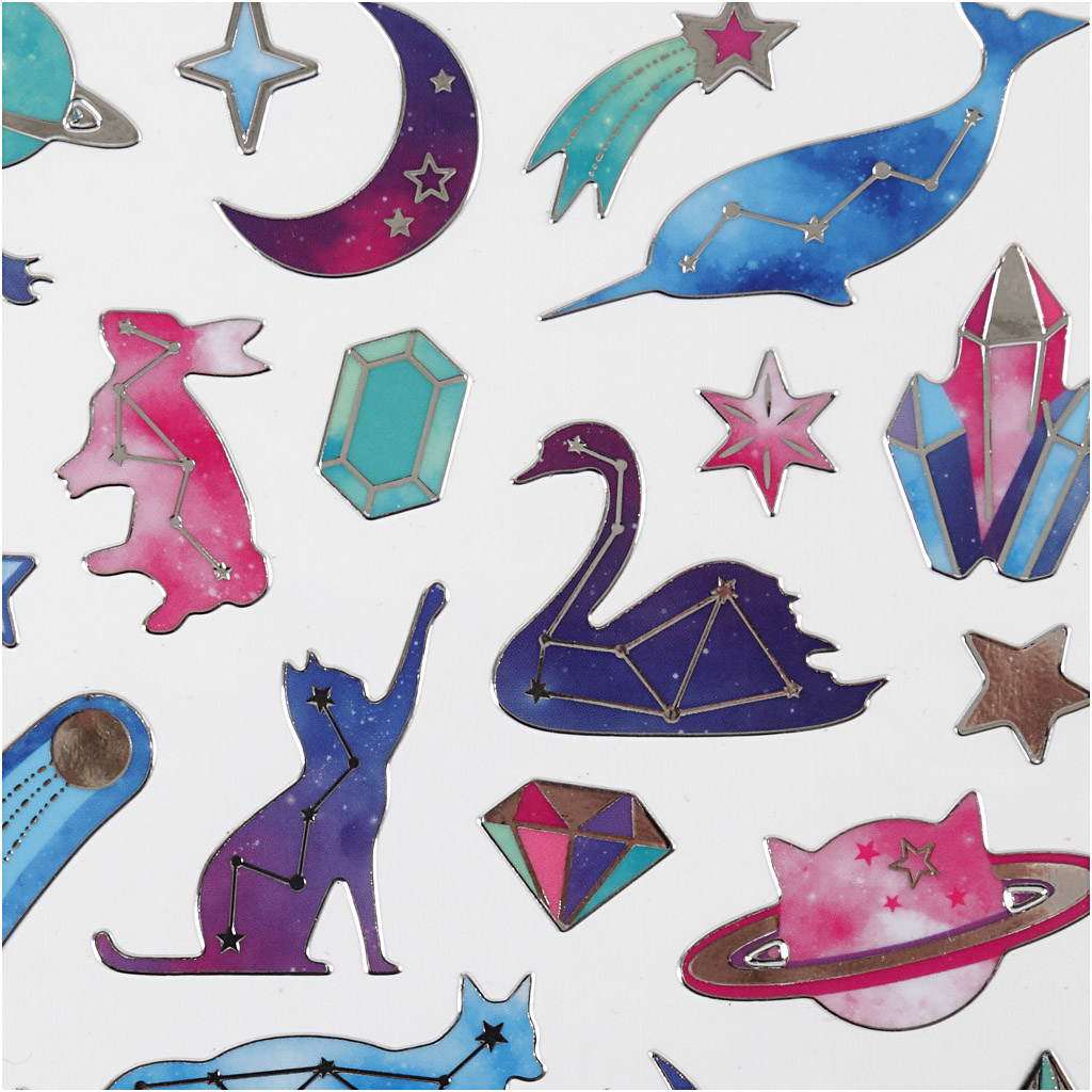 Stickers, djur med stjärntecken, 15x16,5 cm, 1 ark