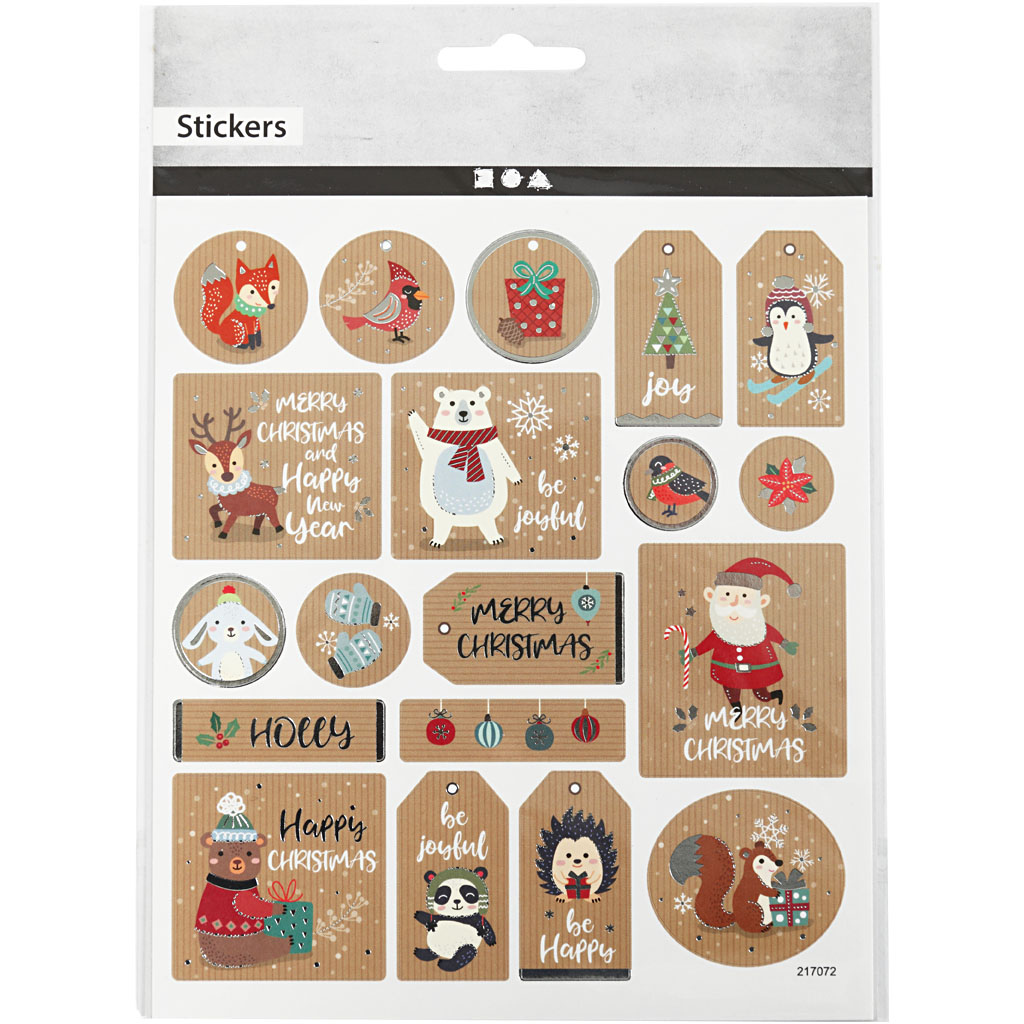 Stickers, Julstickers, 15x16,5 cm, 1 ark
