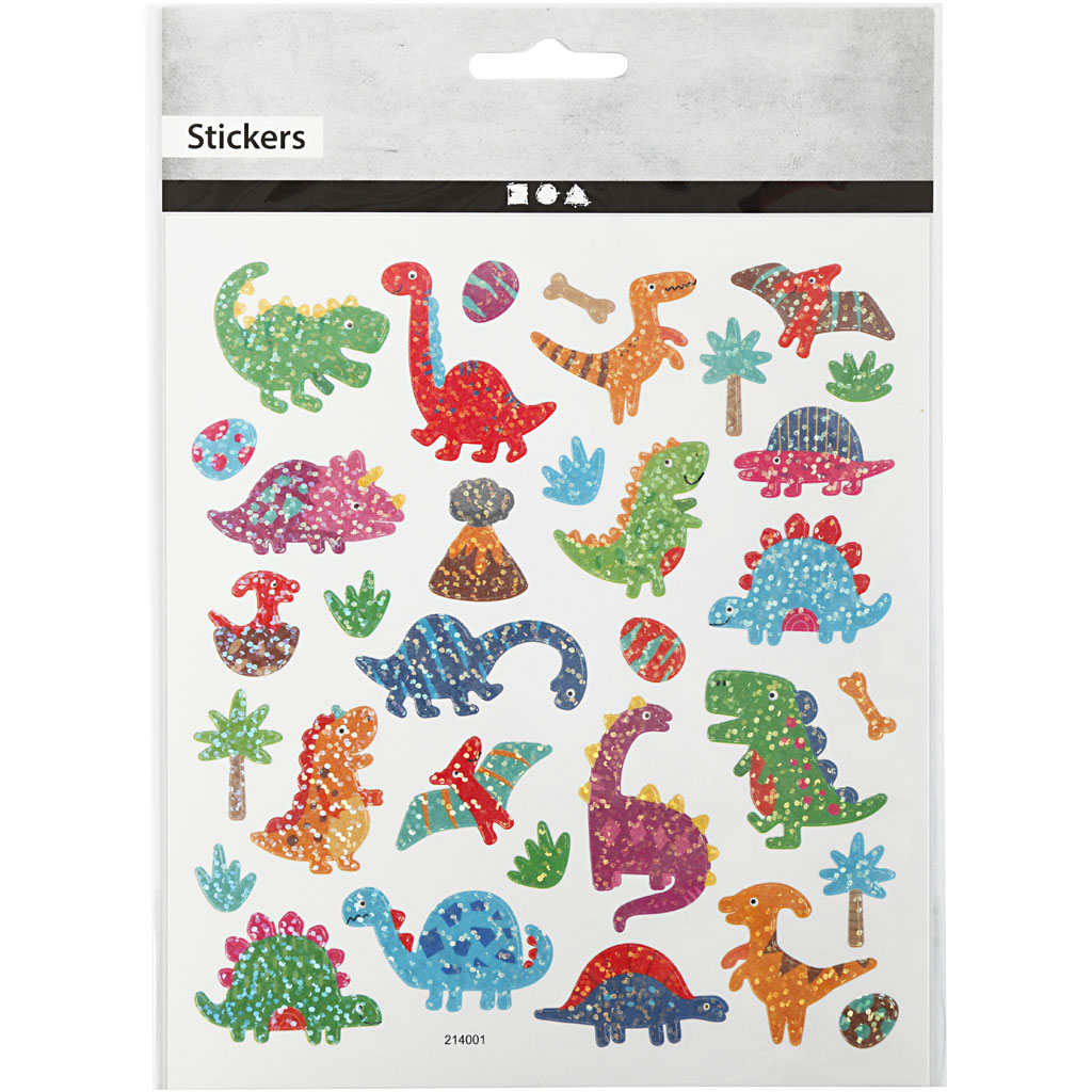 Stickers, dino, 15x16,5 cm, 1 ark