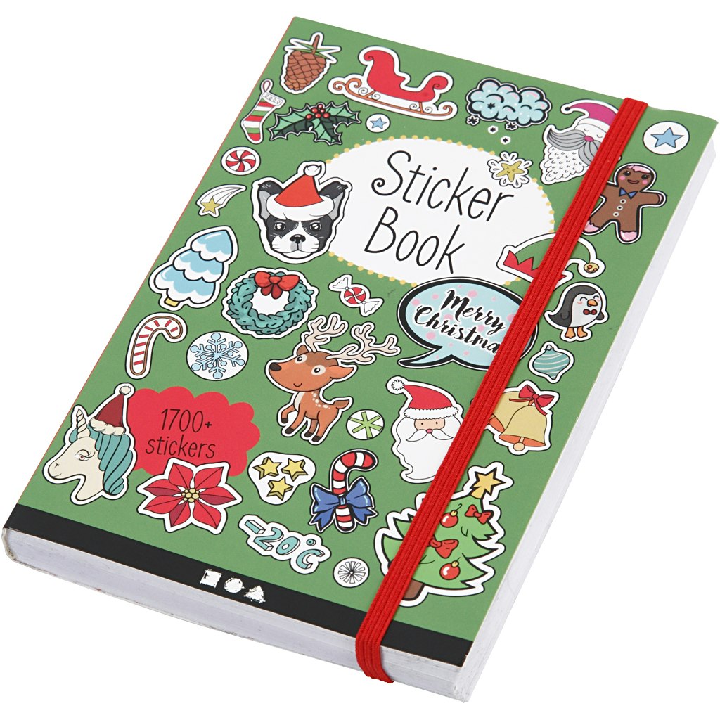 Bok med stickers, julmotiv, stl. 11,5x17 cm, 1 st., 76 ark