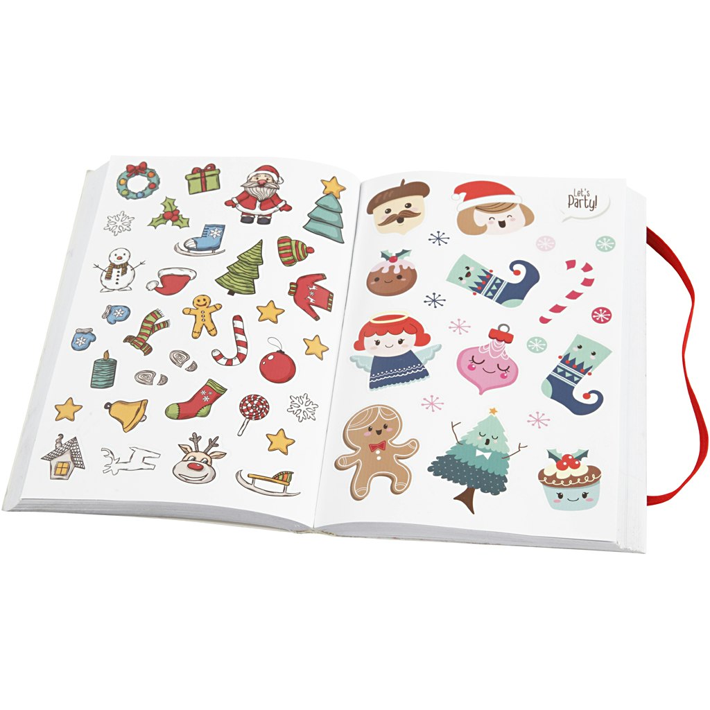 Bok med stickers, julmotiv, stl. 11,5x17 cm, 1 st., 76 ark