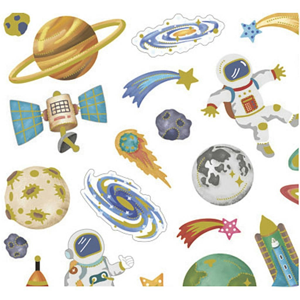 Stickers, rymden, 15x16,5 cm, 1 ark