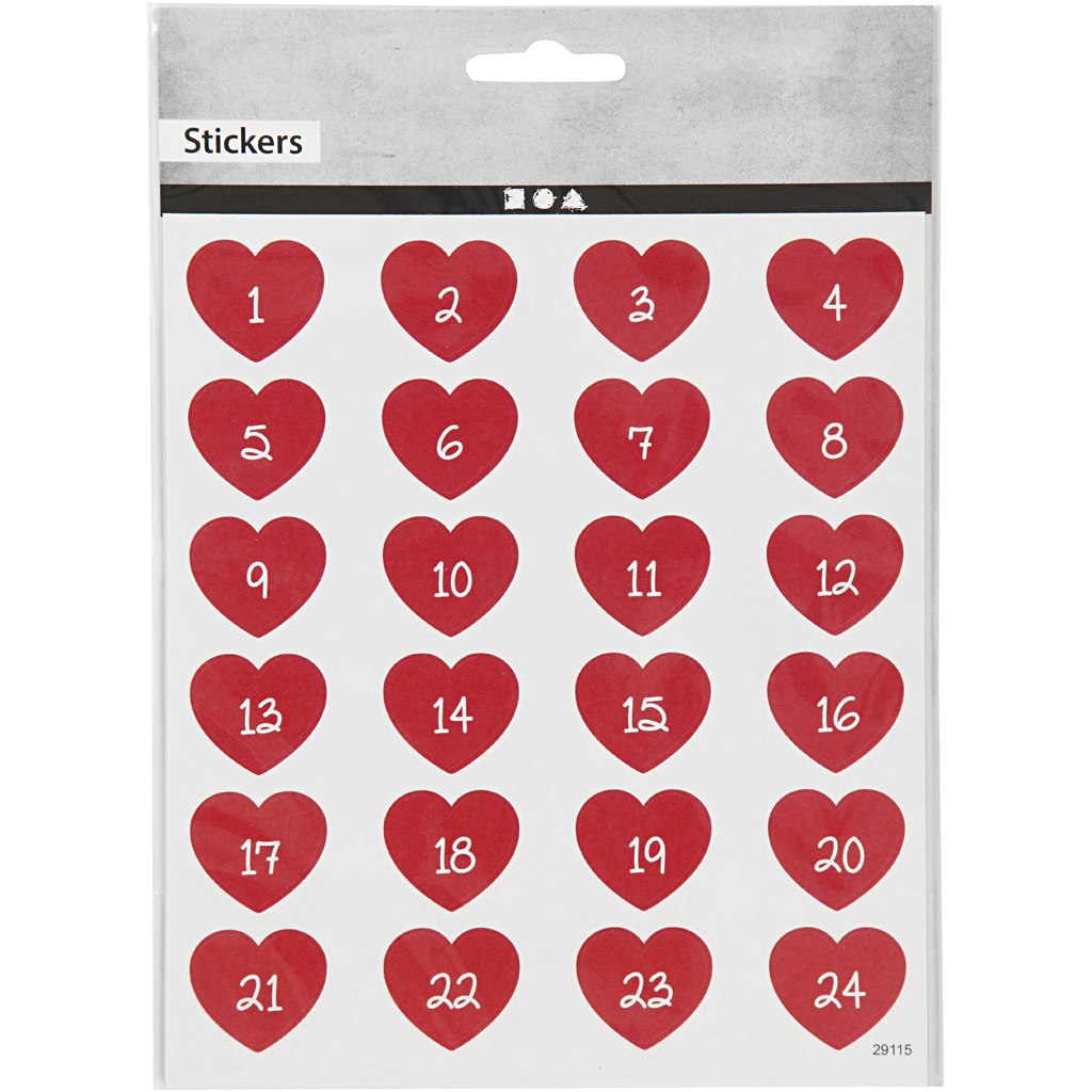 Stickers, kalendersiffror, 15x16,5 cm, 1 ark