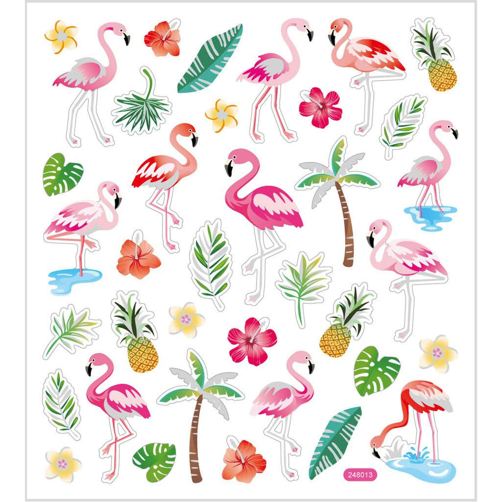 Stickers, flamingo, 15x16,5 cm, 1 ark