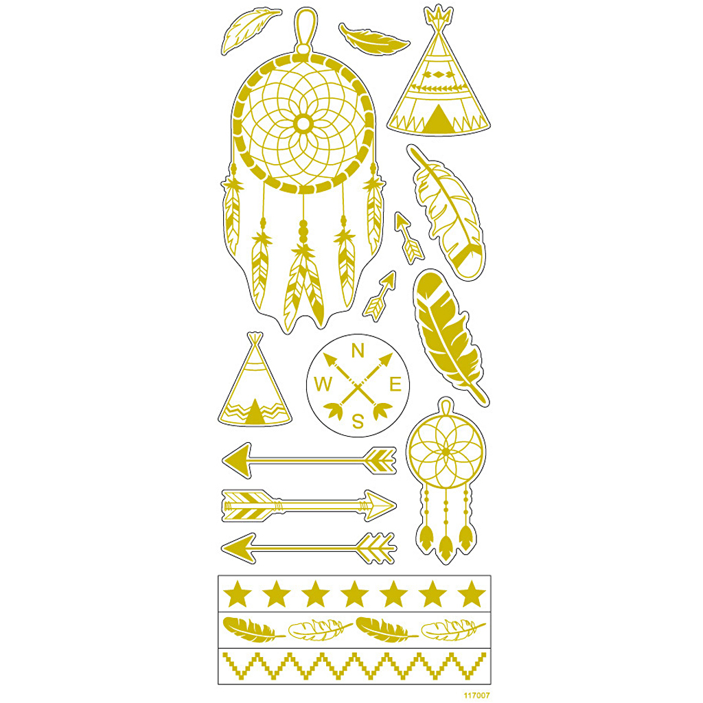 Stickers, indianer, 10x24 cm, guld, 1 ark