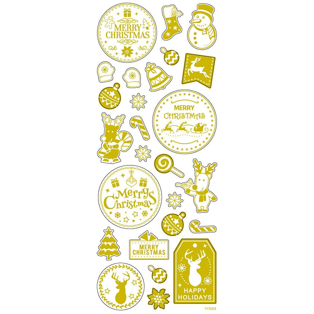 Stickers, jul, 10x24 cm, guld, 1 ark