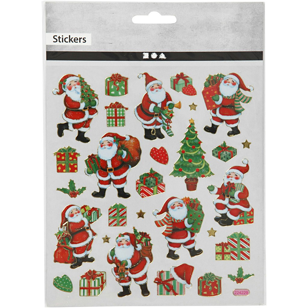 Stickers, klassiska julfigurer, 15x16,5 cm, 1 ark