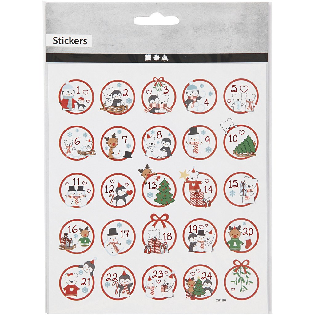 Stickers, polarkul 1-24, 15x16,5 cm, 1 ark