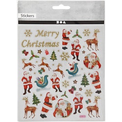 Stickers, jultomte och ren, 15x16,5 cm, 1 ark