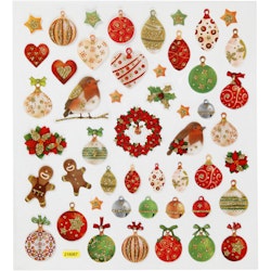Stickers, julkulor och dekoration, 15x16,5 cm, 1 ark