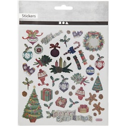 Stickers, gammeldags jul, 15x16,5 cm, 1 ark