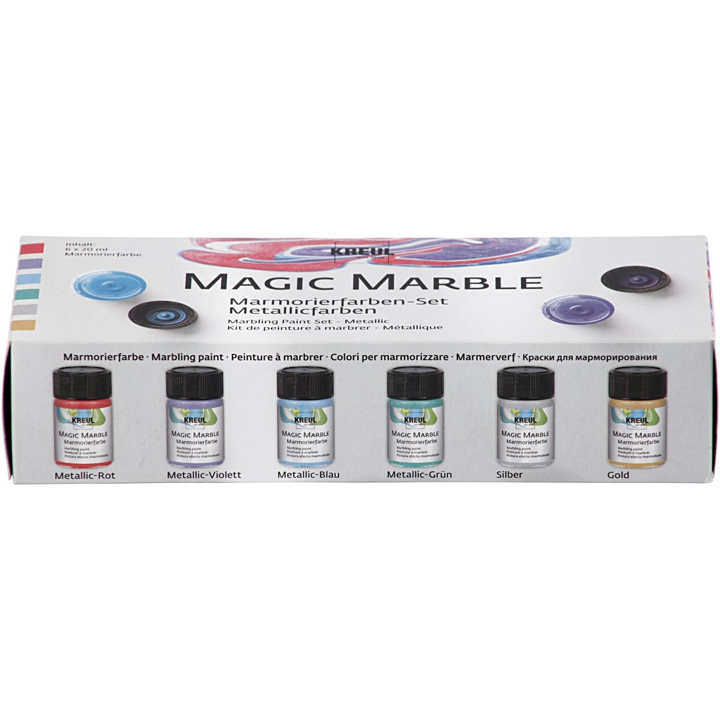Magic Marble Marmoreringsfärg, metallicfärger, 6x20 ml/ 1 förp.