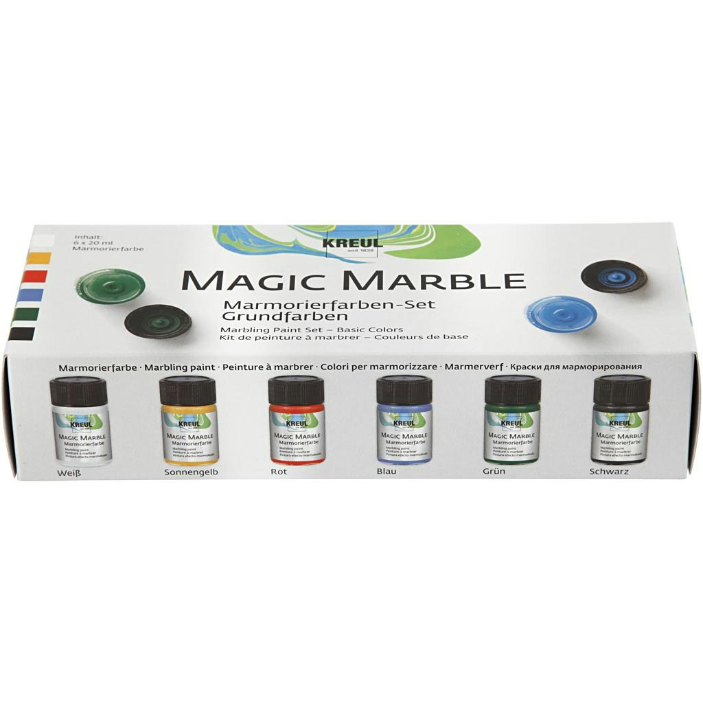 Magic Marble Marmoreringsfärg, standardfärger, 6x20 ml/ 1 förp.