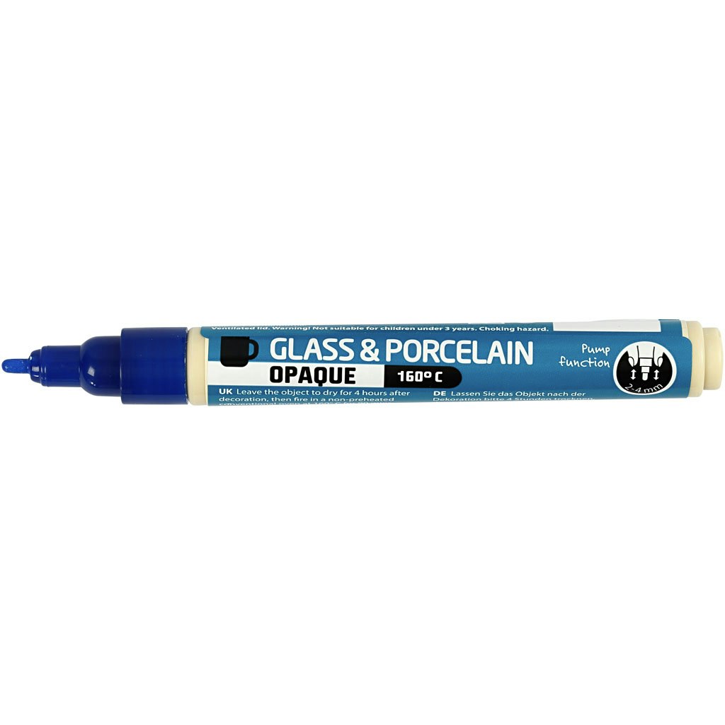 Porslin- och glaspenna, spets 2-4 mm, täckande, mörkblå, 1 st.