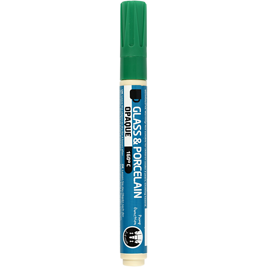 Porslin- och glaspenna, spets 2-4 mm, täckande, grön, 1 st.