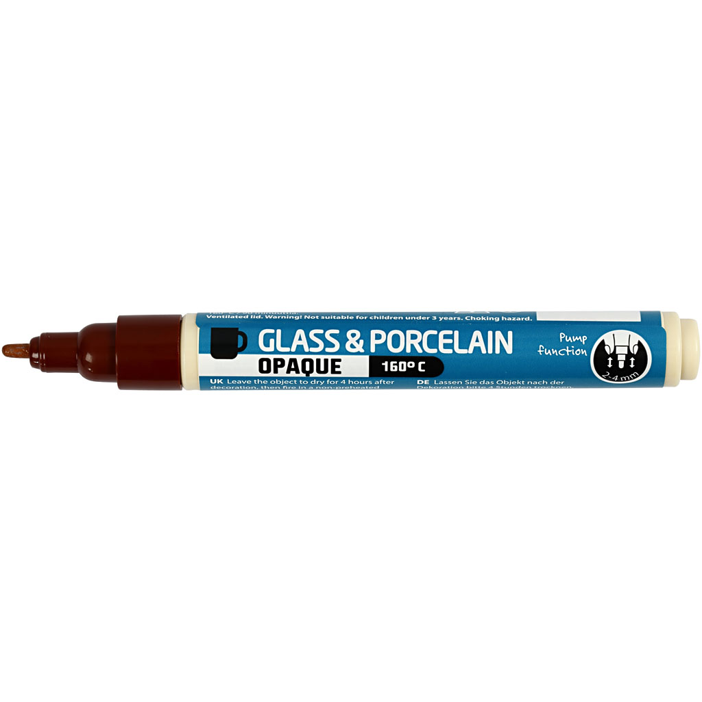 Porslin- och glaspenna, spets 2-4 mm, täckande, brun, 1 st.