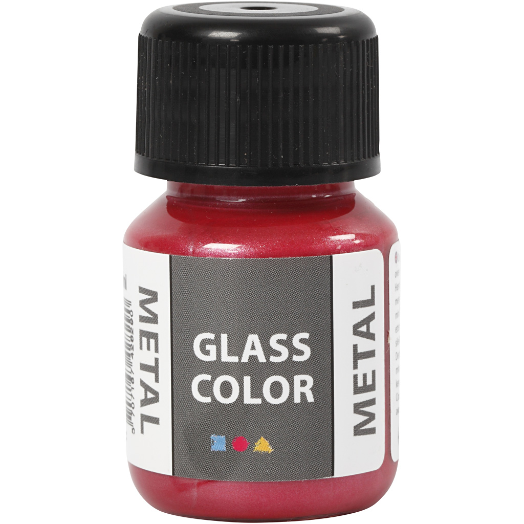 Glasfärg metall, röd, 30 ml/ 1 flaska