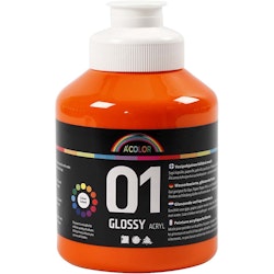Skolfärg akryl, blank, blank, orange, 500 ml/ 1 flaska