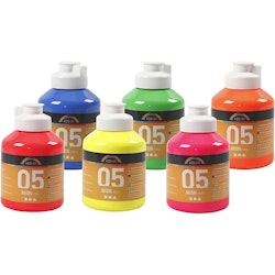 Skolfärg akryl, neon, neonfärger, 6x500 ml/ 1 låda