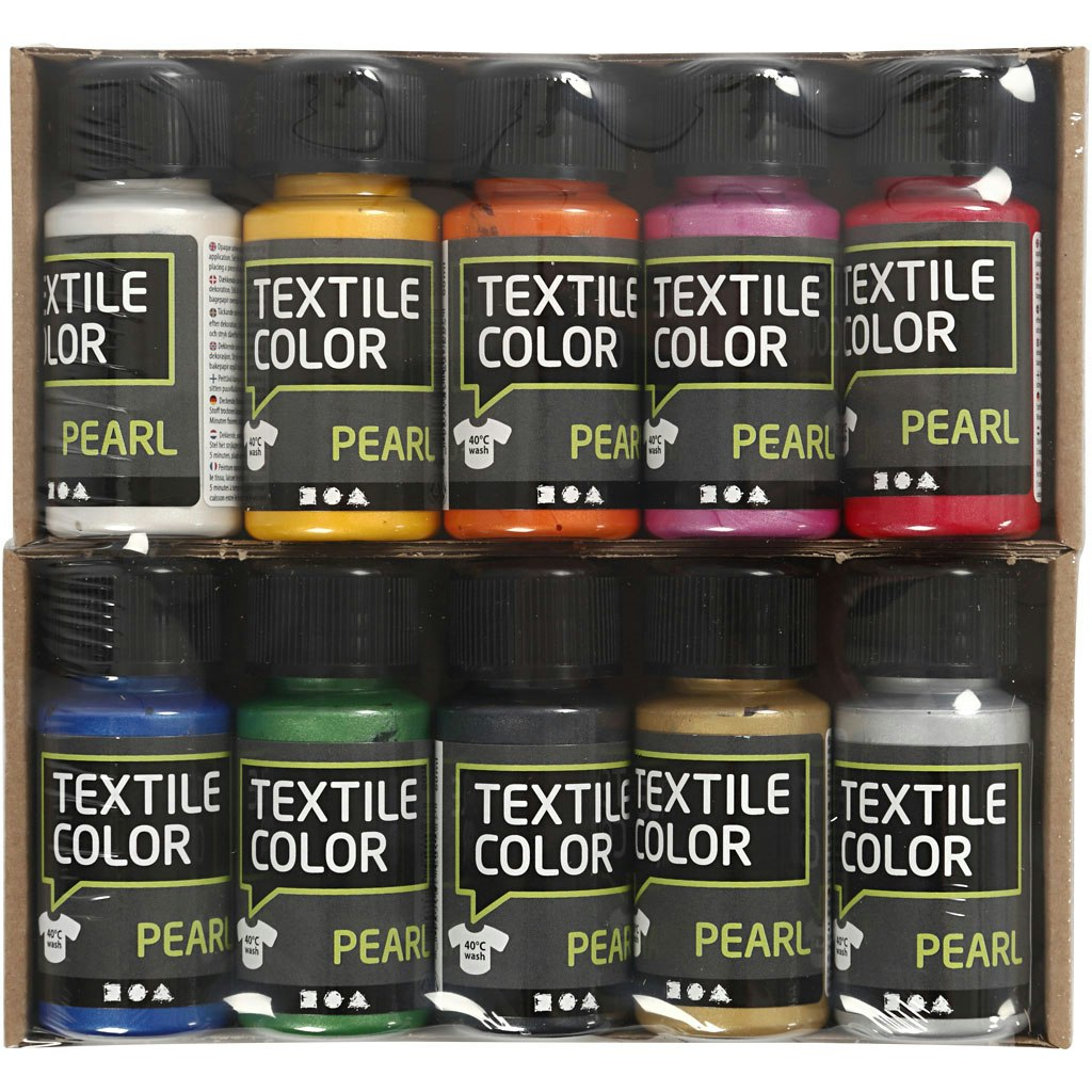 Textile Color, pärlemor, mixade färger, 10x50 ml/ 1 förp.