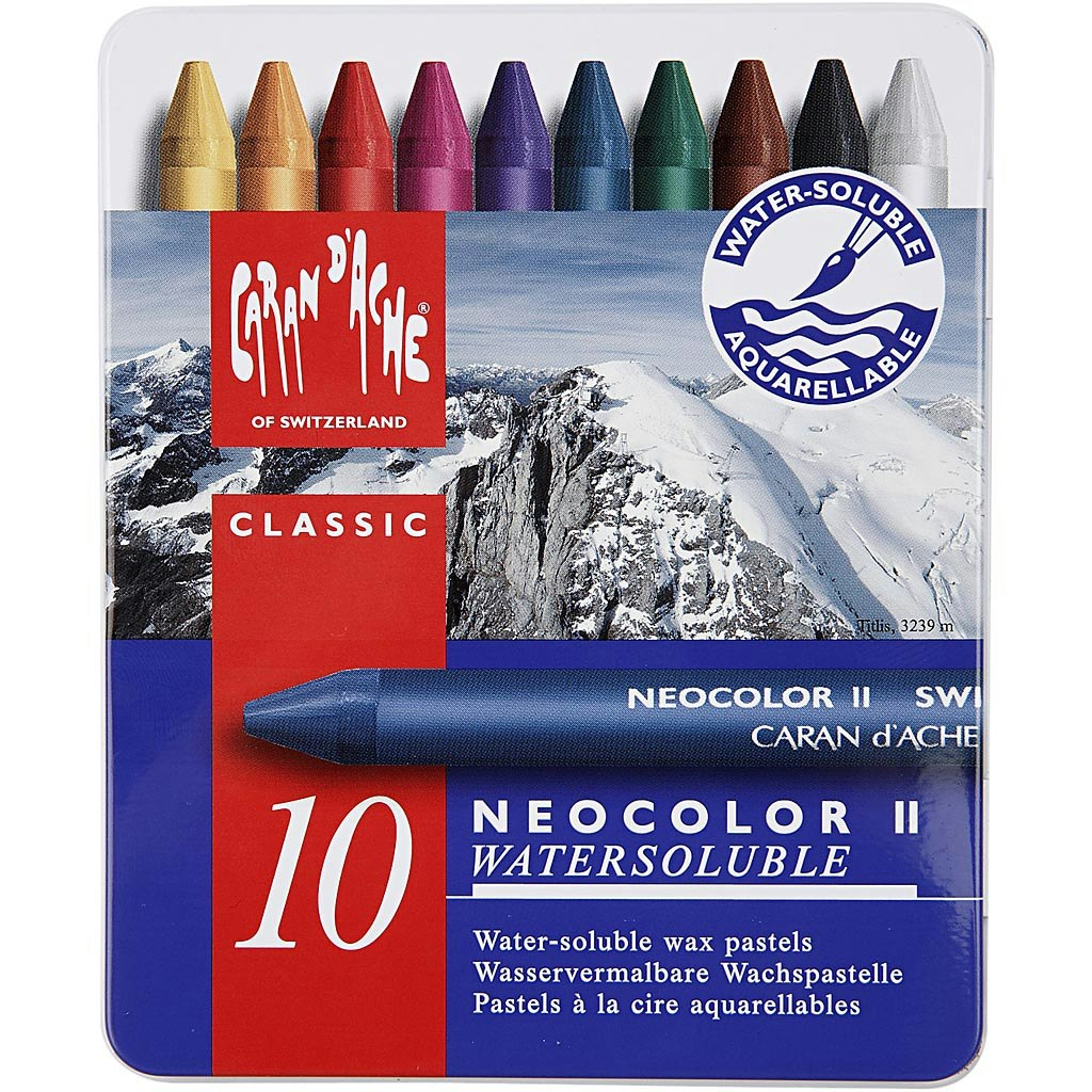 Neocolor II akvarellkritor, L: 10 cm, mixade färger, 10 st./ 1 förp.