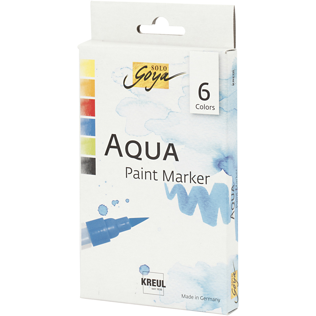SOLO GOYA Aqua Paint Marker, mixade färger, 6 st./ 1 förp.