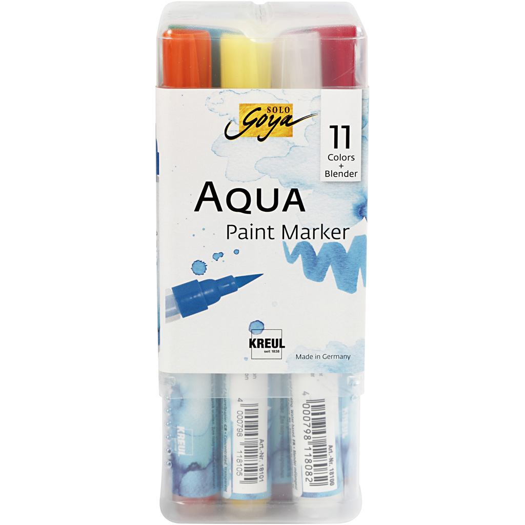SOLO GOYA Aqua Paint Marker, mixade färger, 12 st./ 1 förp.